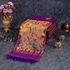 Matka Silk Jamdani Saree – Handwoven Artistic Elegance-Violet - Kleem Boutique