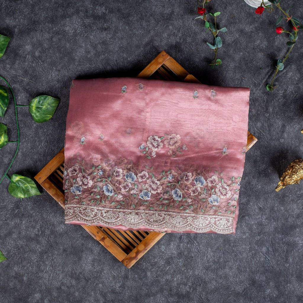 Tissue Kora Saree with Embroidery Work on the Border - Kleem Boutique