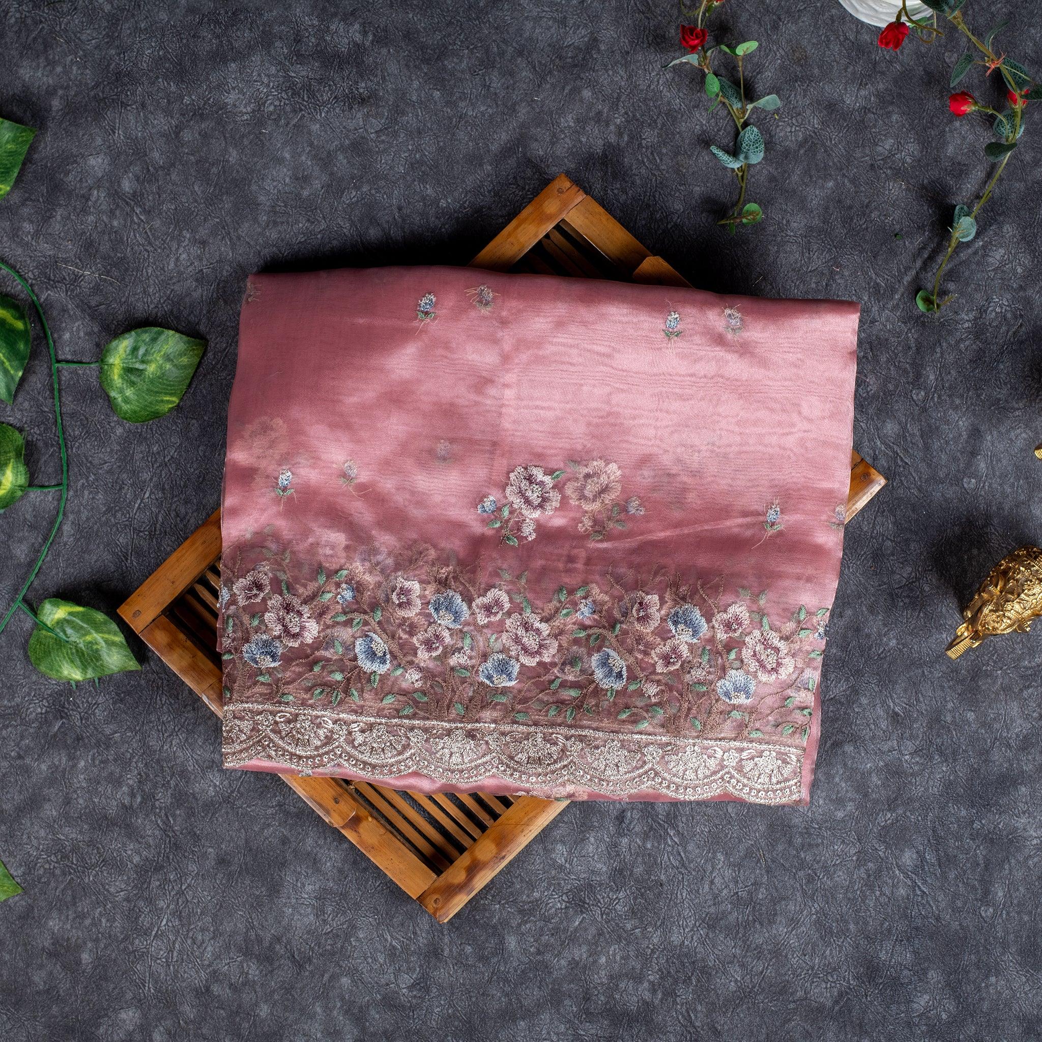 Tissue Kora Saree with Embroidery Work on the Border - Kleem Boutique