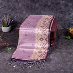 Semi Tussar Silk Saree – Zari Checks with Jamdani Print Border - Kleem Boutique