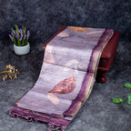 Semi Tussar Silk Saree – Eco Digital Floral & Leaf Print - Kleem Boutique