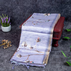 Soft Semi Tussar Silk Saree – Bird & Floral Digital Print - Kleem Boutique