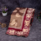 Tissue Organza Saree – Vertical Stripes with Aari & Floral Cutwork Border - Kleem Boutique