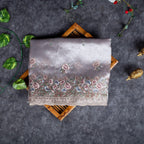 Tissue Kora Saree with Embroidery Work on the Border-Beige - Kleem Boutique