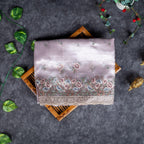 Tissue Kora Saree with Embroidery Work on the Border - Silver - Kleem Boutique