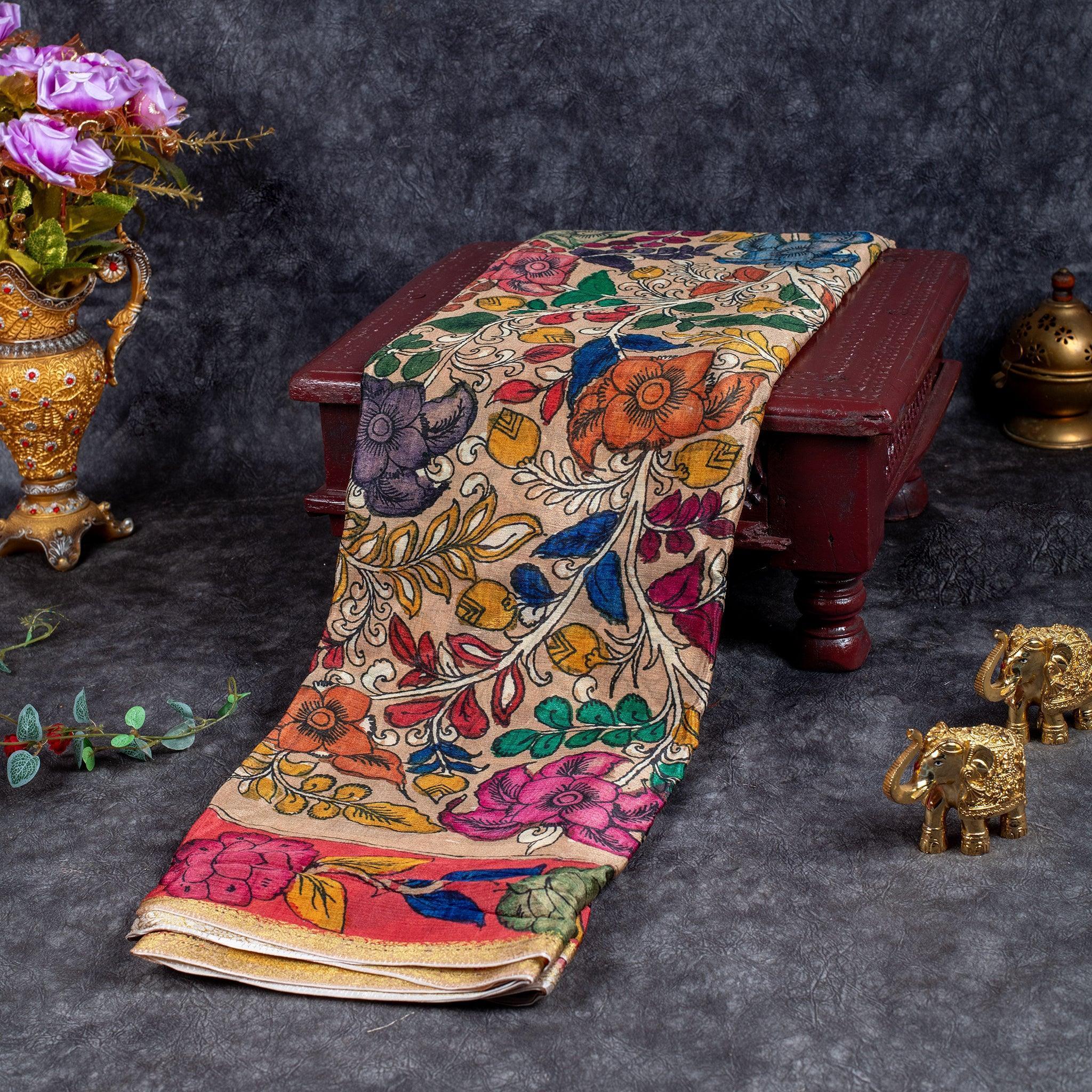 Chinnon Crepe Saree – Multicolour Elegance - Kleem Boutique Main image