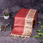 Semi Tussar Silk Saree – Zari Dotted Lines with Madhubani Pallu - Kleem Boutique