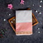 Handloom Cotton Weaving Saree - Off White - Kleem Boutique