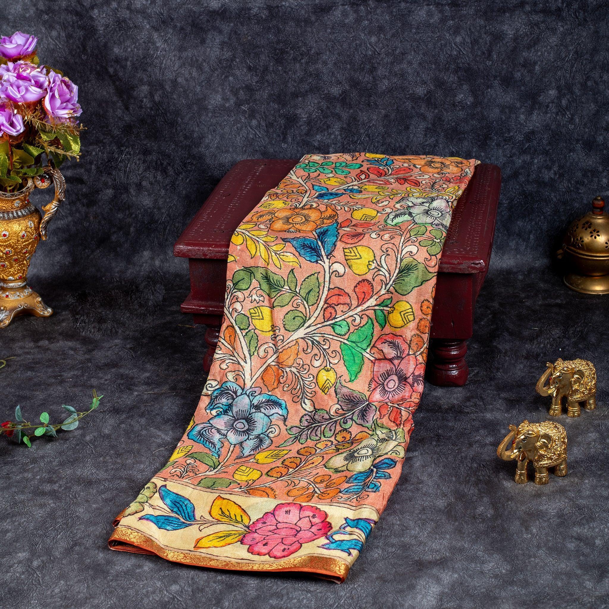 Chinnon Crepe Saree – Multicolour Elegance - Kleem Boutique