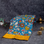 Pure Handloom Kanchi Border Silk Saree with Digital Prints - Powdered Blue - Kleem Boutique