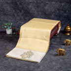 Pure Tussar Silk Saree with Organza Border & Pitta Work – Pale Yellow