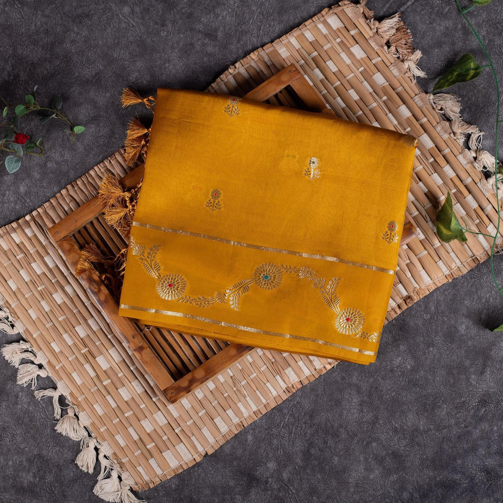 Banarasi Kora Saree – Mustard Yellow - Kleem Boutique