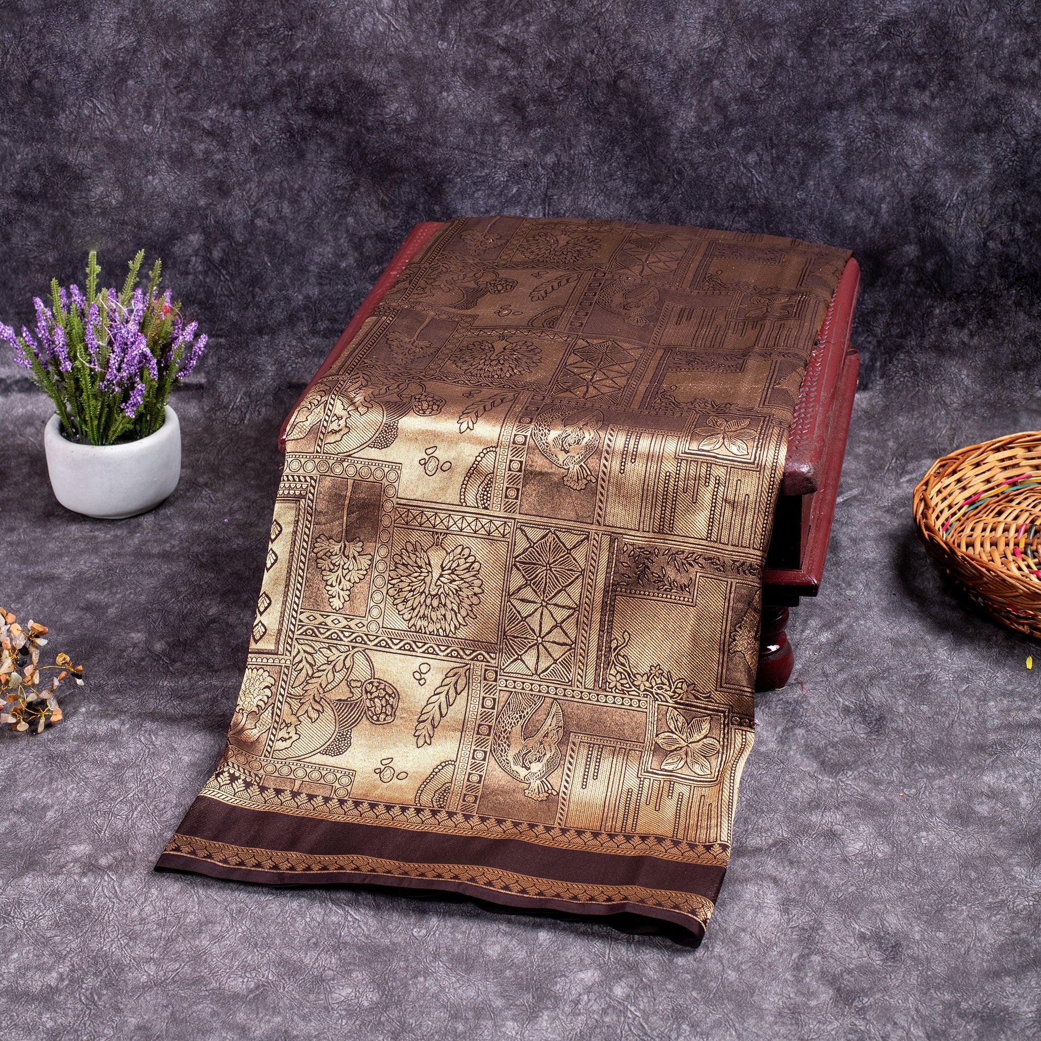 Pure Handloom Banarasi Brocade Saree with Animal Motifs - Kleem Boutique Main image