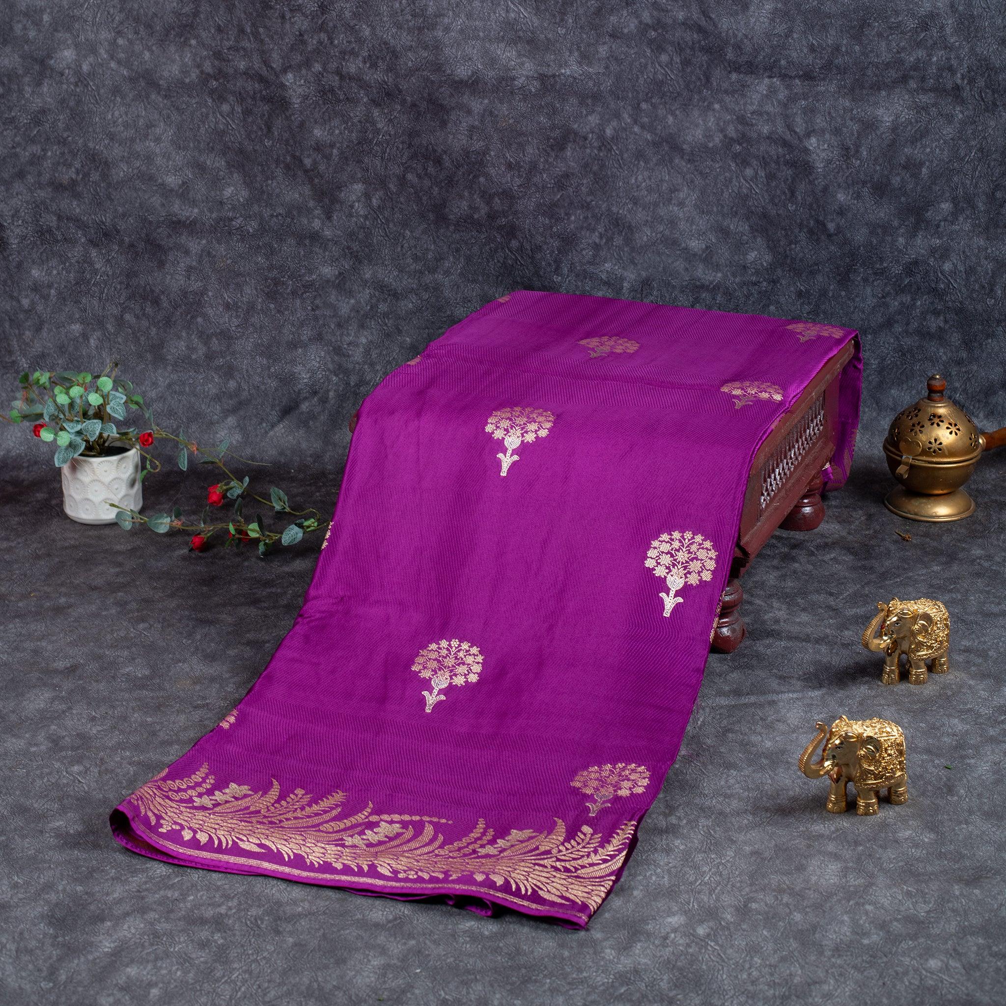 Handloom Kora Saree – Royal Purple Main image