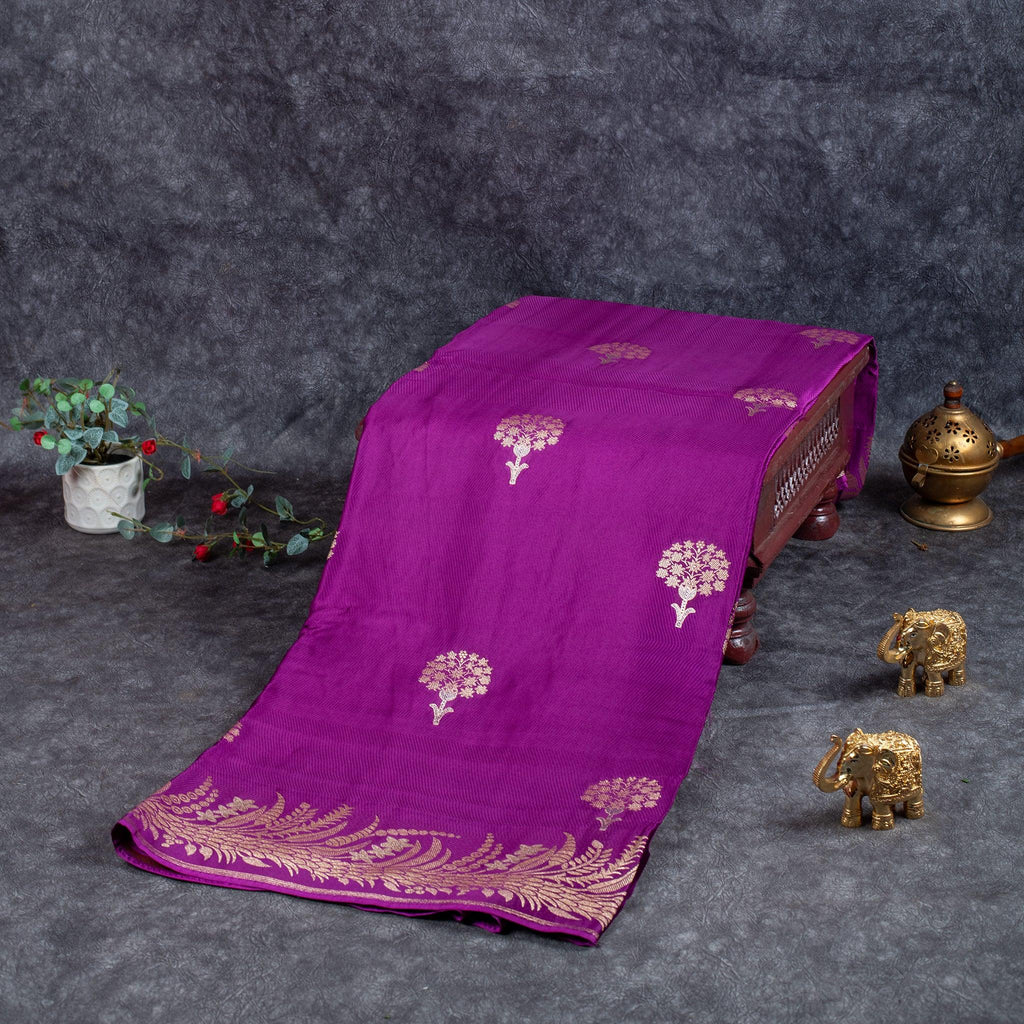 Handloom Kora Saree – Royal Purple