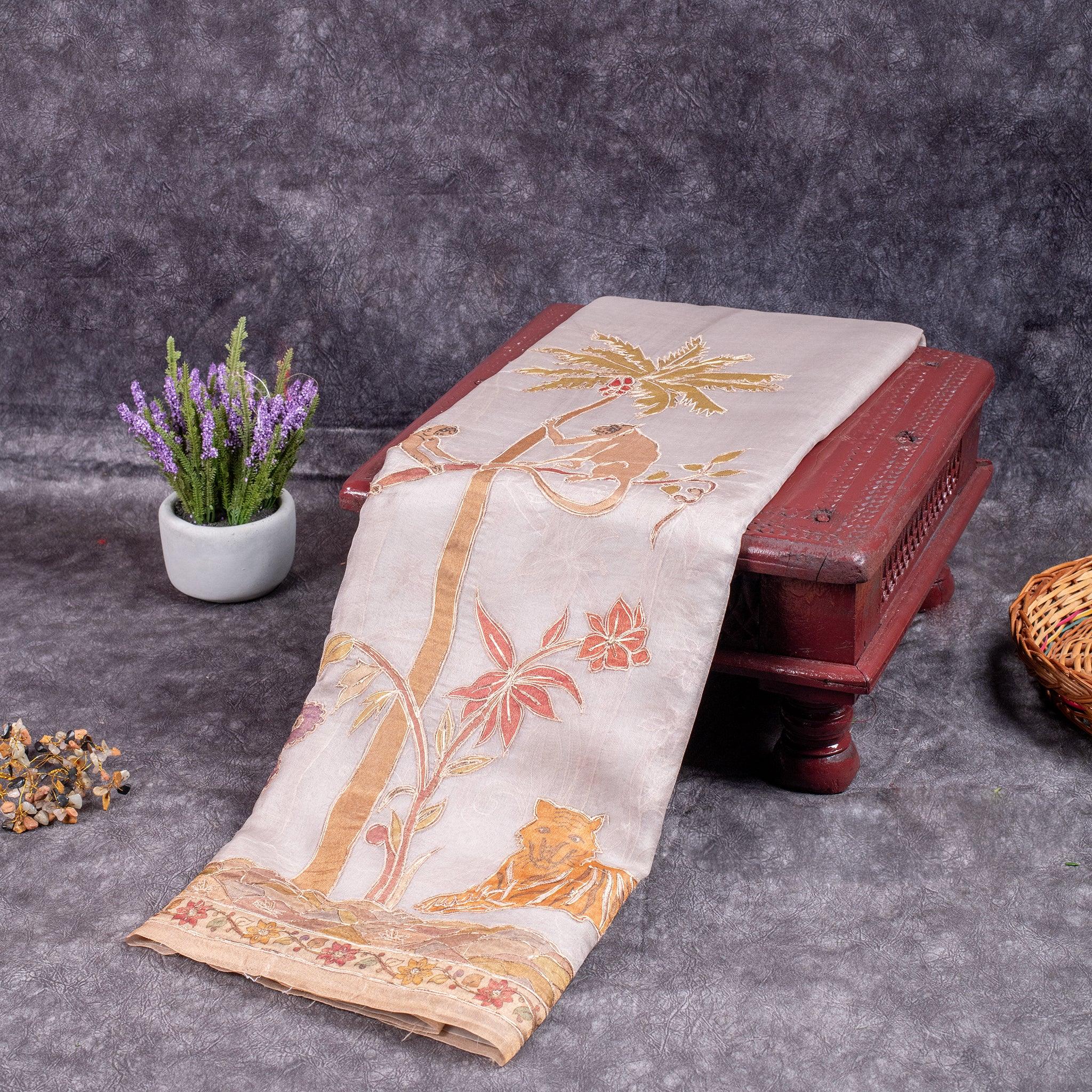 Organza Saree – Animal & Floral Appliqué Jungle Concept - Kleem Boutique