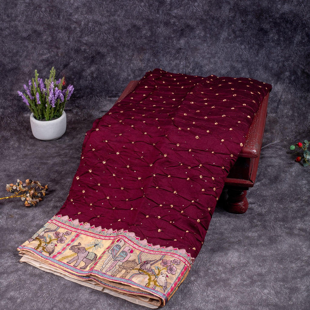 Handloom Silk Bandhani Saree – Designer Border Party Wear - Kleem Boutique