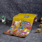 Pure Handloom Nizam Border Silk Saree with Kalamkari Print - Mehandi Green - Kleem Boutique