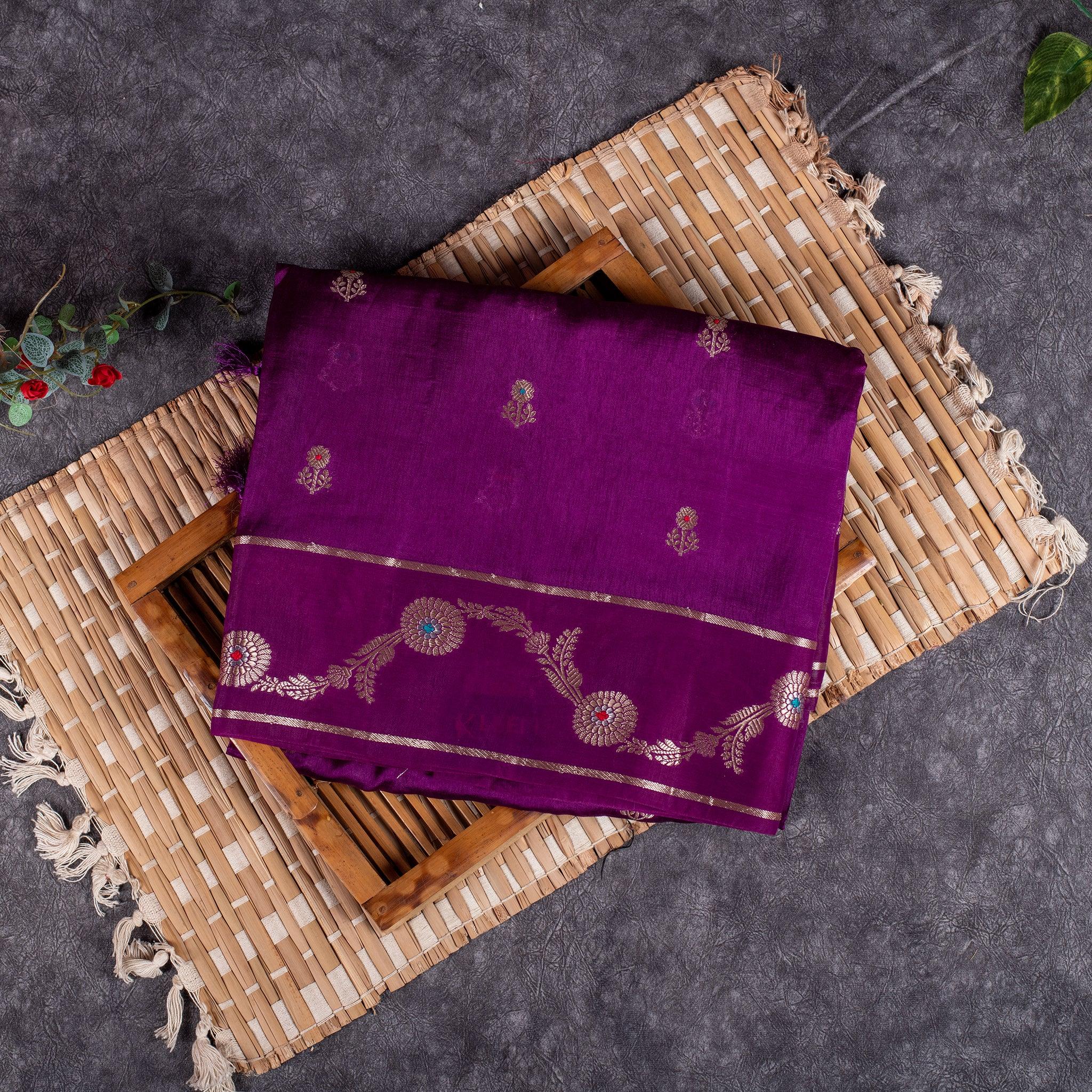 Banarasi Kora Saree - Magenta Colour - Kleem Boutique Main image