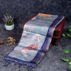 Semi Tussar Silk Saree – Eco Digital Floral & Leaf Print - Kleem Boutique