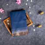 Handloom Cotton Weaving Saree - Blue - Kleem Boutique