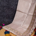 Tissue Organza Saree with Paithani-Inspired Border - Mauve - Kleem Boutique