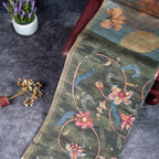 Semi Tussar Silk Saree – Eco Digital Floral & Leaf Print - Kleem Boutique