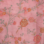 Soft Tissue Organza Saree with Cross - Stitch Embroidery – Peach Pink - Kleem Boutique