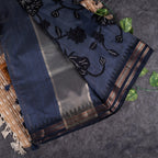 Semi Tussar Silk Saree – Vidarbha Style with Applique Work - Kleem Boutique