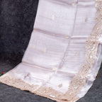 Tissue Kora Saree with Floral Embroidery Work - Kleem Boutique