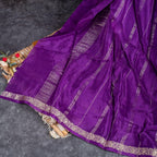 Mysore Crepe Saree with Contrast Blouse - Purple - Kleem Boutique