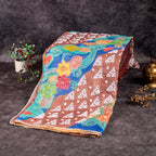 Pure Handloom Tussar Silk Multicolour Saree with Floral Digital Print, Kantha & Kutch Work - Kleem Boutique