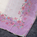 Handloom Kota Silk Saree with Digital Prints – Cream & Lavender - Kleem Boutique