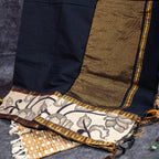 Pure Handloom MG Cotton Saree with Kalamkari Patch Work - Kleem Boutique