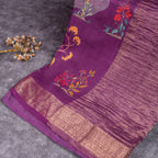 Pure Handloom Tussar Silk Saree with Contrast Antique Zari Border - Kleem Boutique