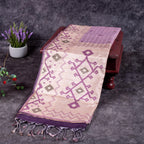 Semi Tussar Silk Saree – Zari Checks with Jamdani Print Border - Kleem Boutique