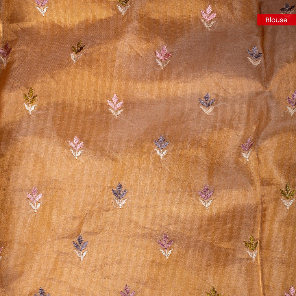 Pure Handloom Tissue Kora Saree – Appliqué & Embroidery Work - Kleem Boutique