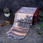 Soft Semi Tussar Silk Saree – Bird & Floral Digital Print - Kleem Boutique