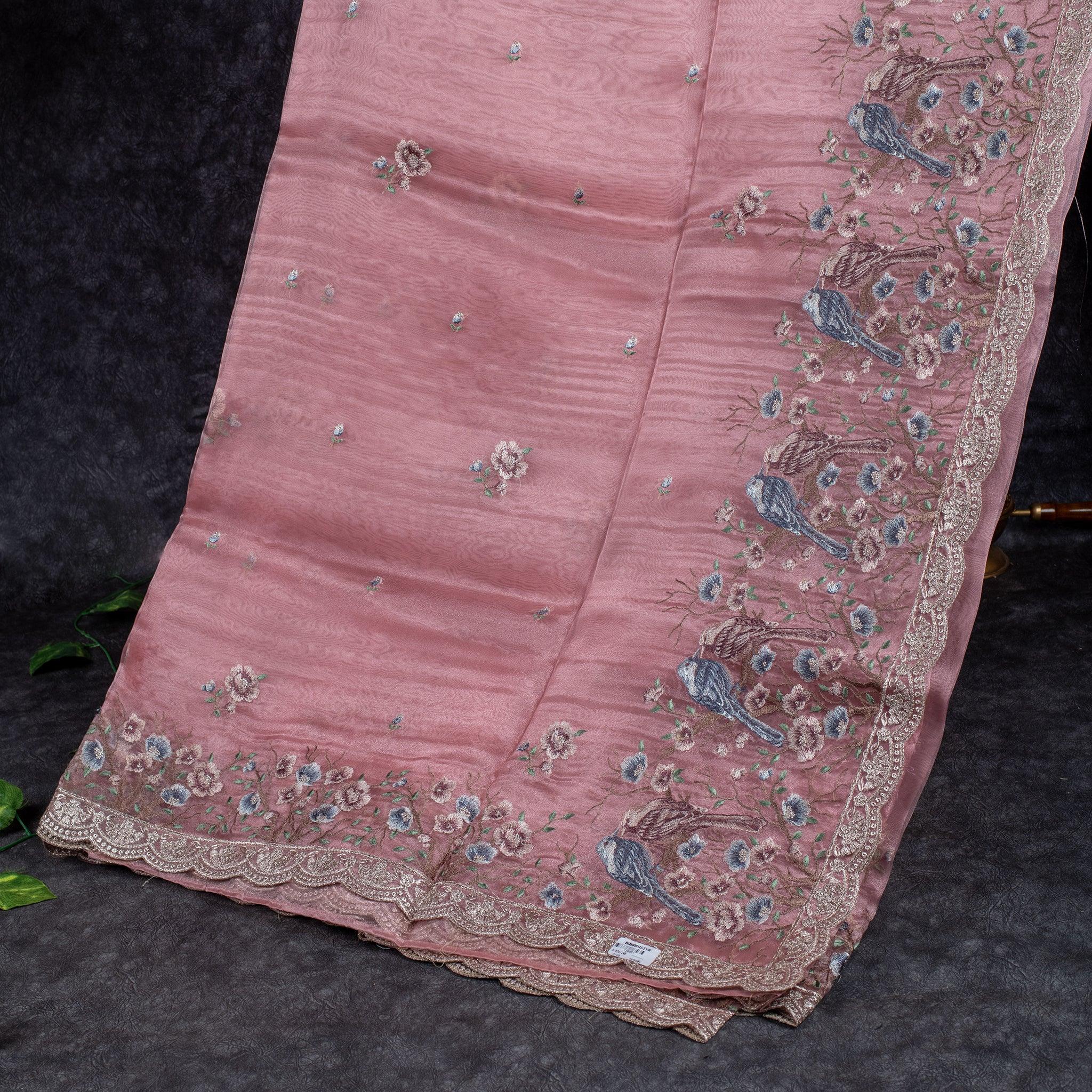 Tissue Kora Saree with Embroidery Work on the Border - Kleem Boutique