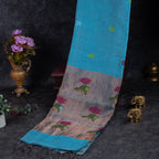 Matka Silk Jamdani Lotus Design Saree – Handwoven Heritage Elegance - Kleem Boutique