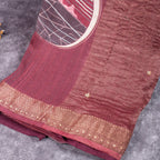 Handloom Soft Tussar Silk Saree – Digital Print with Antique Zari - Kleem Boutique