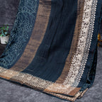 Black Tussar Silk Saree with Bhavini Print & Pitta Embroidery - Black