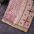 Semi Tussar Silk Saree – Dabu Print with Kantha Work Pallu - Kleem Boutique