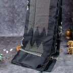 Handloom Cotton Silk Saree with Embroidery Work - Black - Kleem Boutique