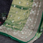 Pure Tissue Kora Organza Saree with Zari Butti & Embroidered Border – Green - Kleem Boutique