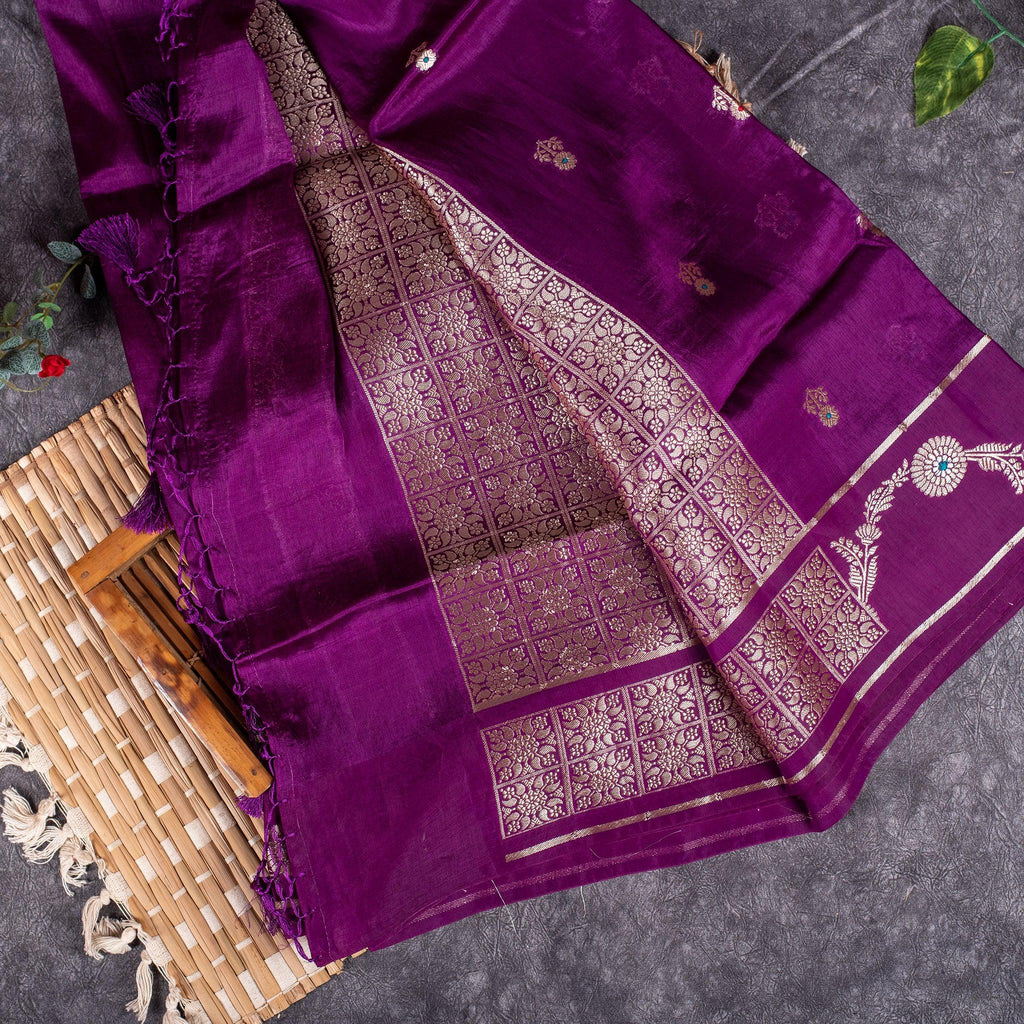 Banarasi Kora Saree - Magenta Colour - Kleem Boutique