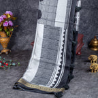 Saundarya Silk Saree – Classic Black & White Combination - Kleem Boutique