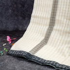 Handloom Cotton Weaving Saree - Cream - Kleem Boutique