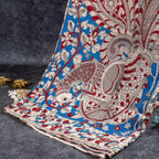 Pure Handloom Dye Silk Saree with Bird Printed Border - Beige - Kleem Boutique