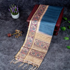 Semi Tussar Silk Saree – Zari Dotted Lines with Contrast Pallu - Kleem Boutique